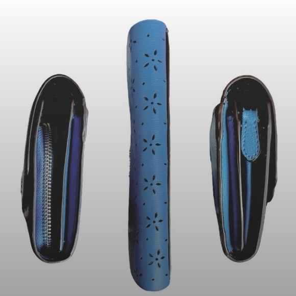 Coach Blue Slim Envelope Wallet Vintage Scallopped Edge - Picture 4 of 9